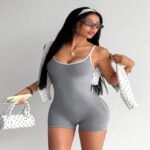 Shapewear bodysuit Color-Bound Open-Back Spaghetti Strap Bodysuit Shorts